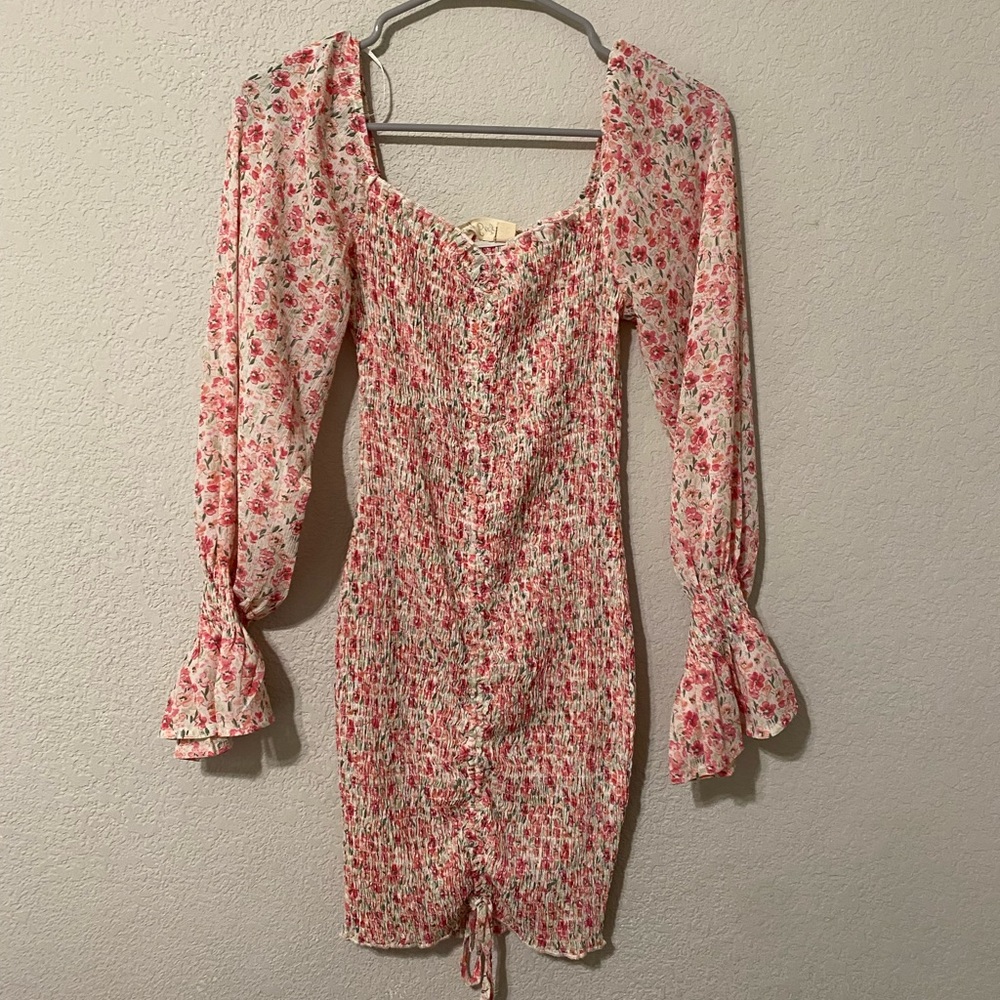 ONLY WORN ONCE WOMENS HELLO MOLLY PINK FLORAL MINI DRESS SIZE 6